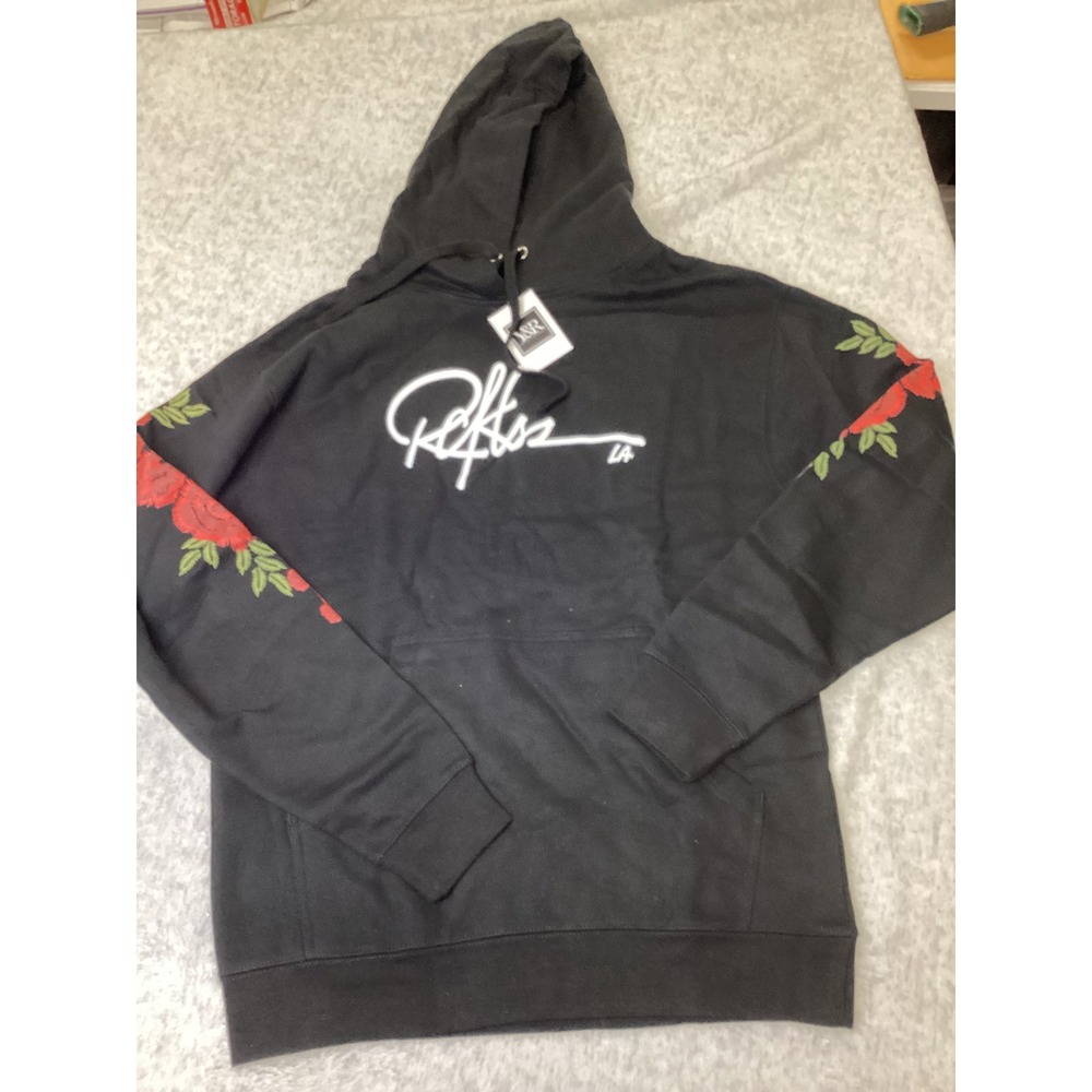 Young & Reckless Mens Black Rose LA Script Graphic Hoodie Medium/Large NWT